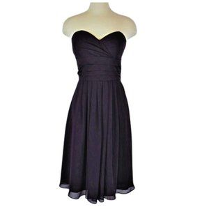 Bill Levkoff Plum Strapless Chiffon Formal Cocktail Evening Dress Size 12